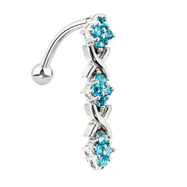 Piercing Ombelico Lungo con Cristallo pendente