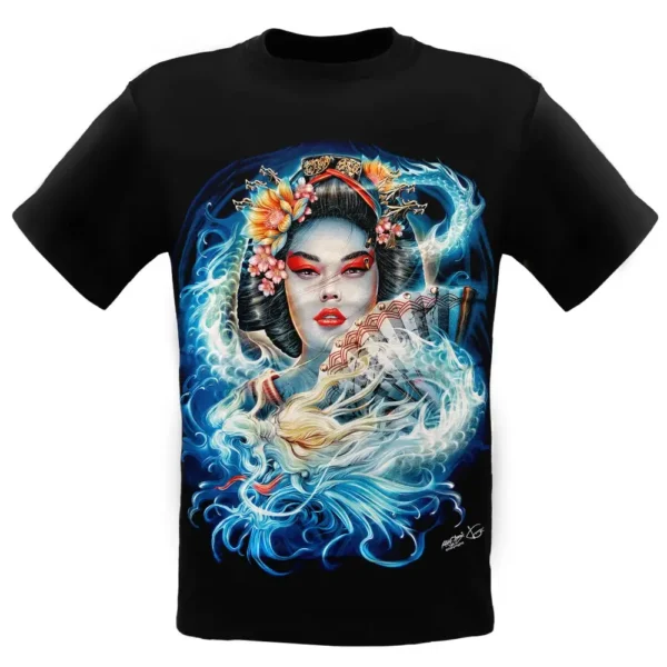 Rock Chang Maglia Effetto 3D e Nottilucente Geisha