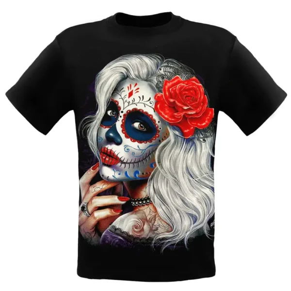 Rock Chang Maglietta Effetto 3D Donna Tatuata