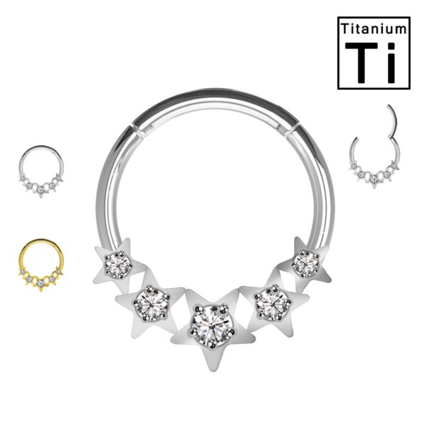 Cerchio Clicker in Titanio con stella e cristalli