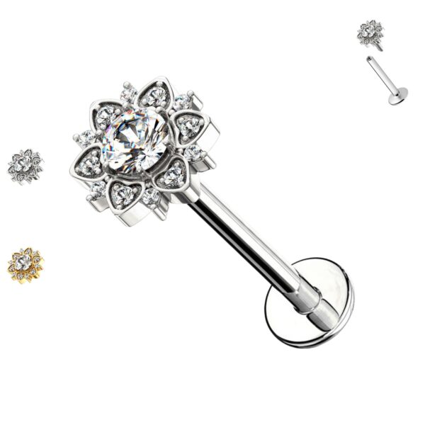 Piercing Labret con Cristalli Fiore del sole